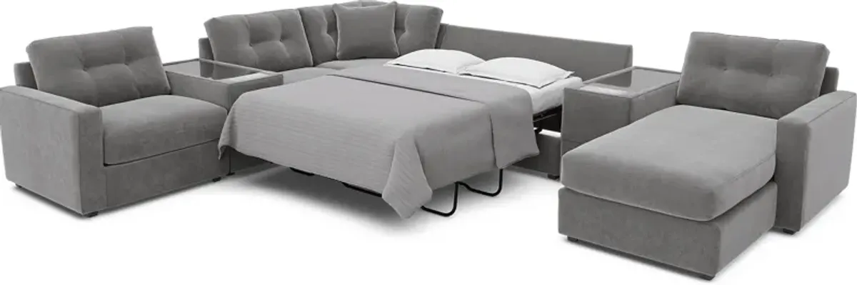 Gray 7 Pc ModularOne Sleeper with Media Consoles