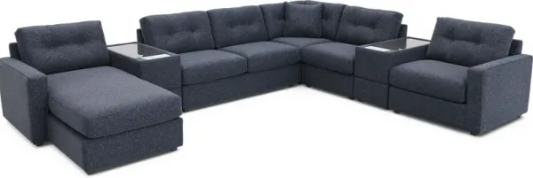 Navy 7 Pc ModularOne Sleeper with Media Consoles