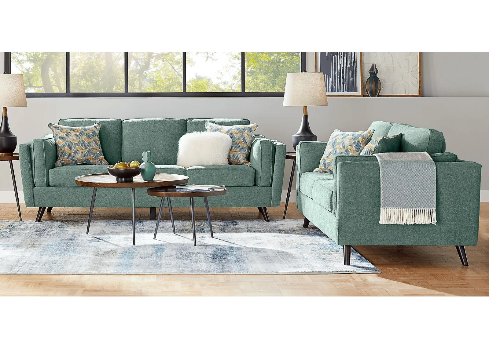 Arlington Seafoam 8 Pc Living Room with Gel Foam Sleeper Sofa