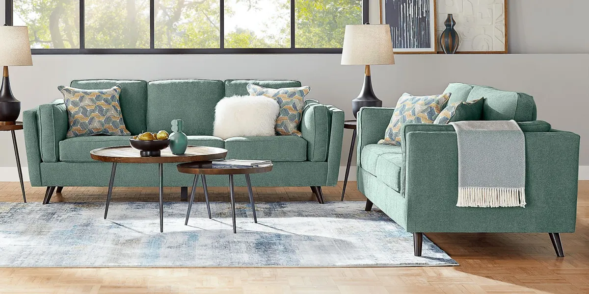 Arlington Seafoam 8 Pc Living Room with Gel Foam Sleeper Sofa