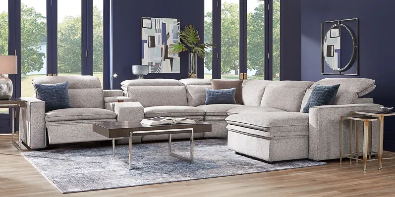 Salvator Street Gray 6 Pc Dual Power Reclining Sectional Living Room