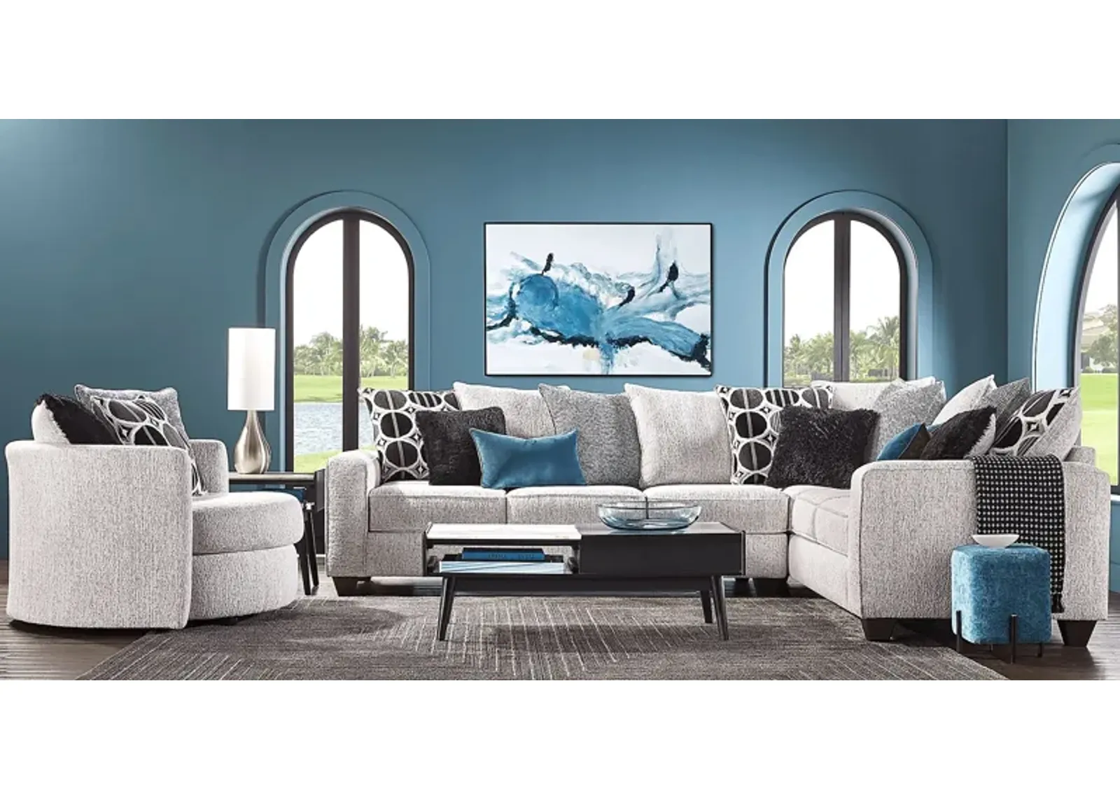 Benton Place Gray 6 Pc Sectional Living Room