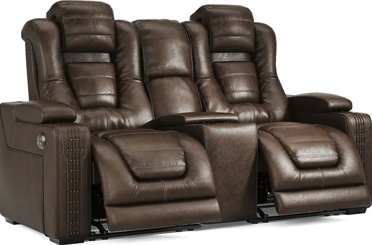 Renegade Brown Leather 5 Pc Dual Power Reclining Living Room