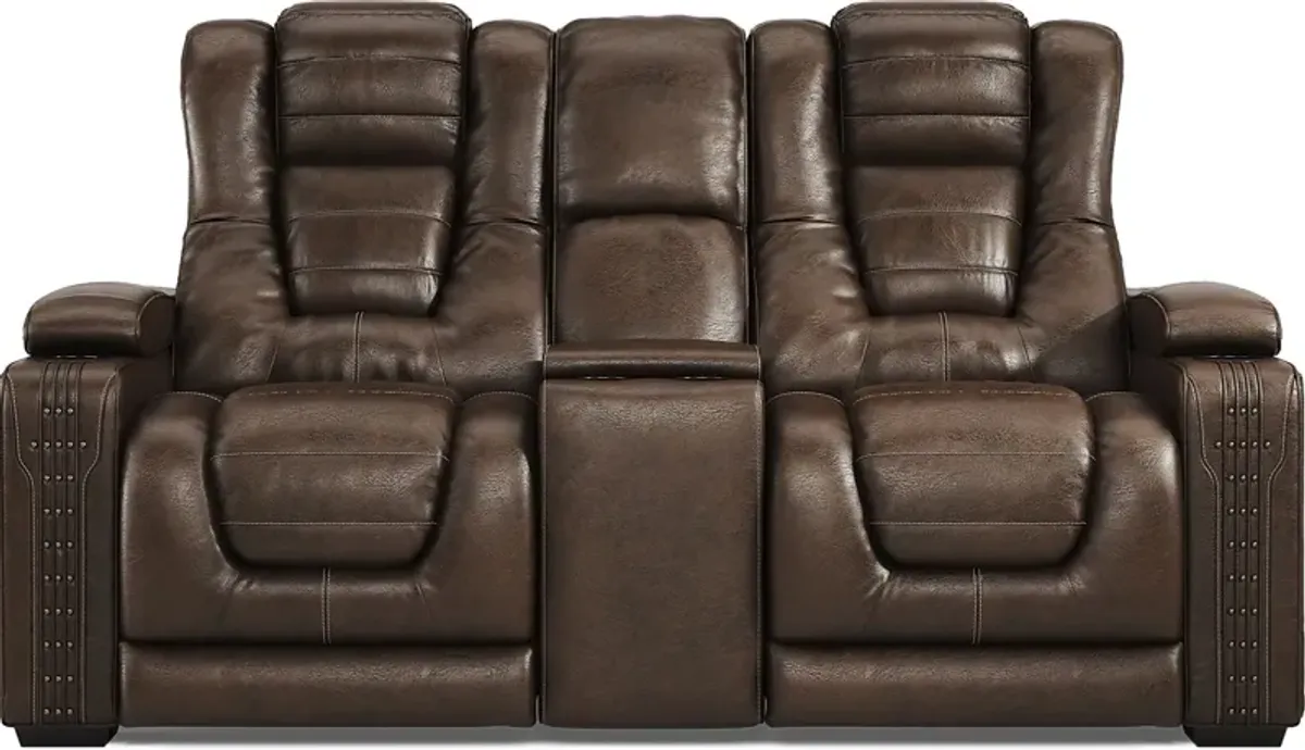 Renegade Brown Leather 5 Pc Dual Power Reclining Living Room