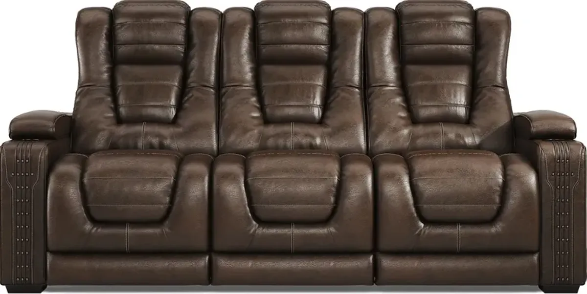 Renegade Brown Leather 5 Pc Dual Power Reclining Living Room