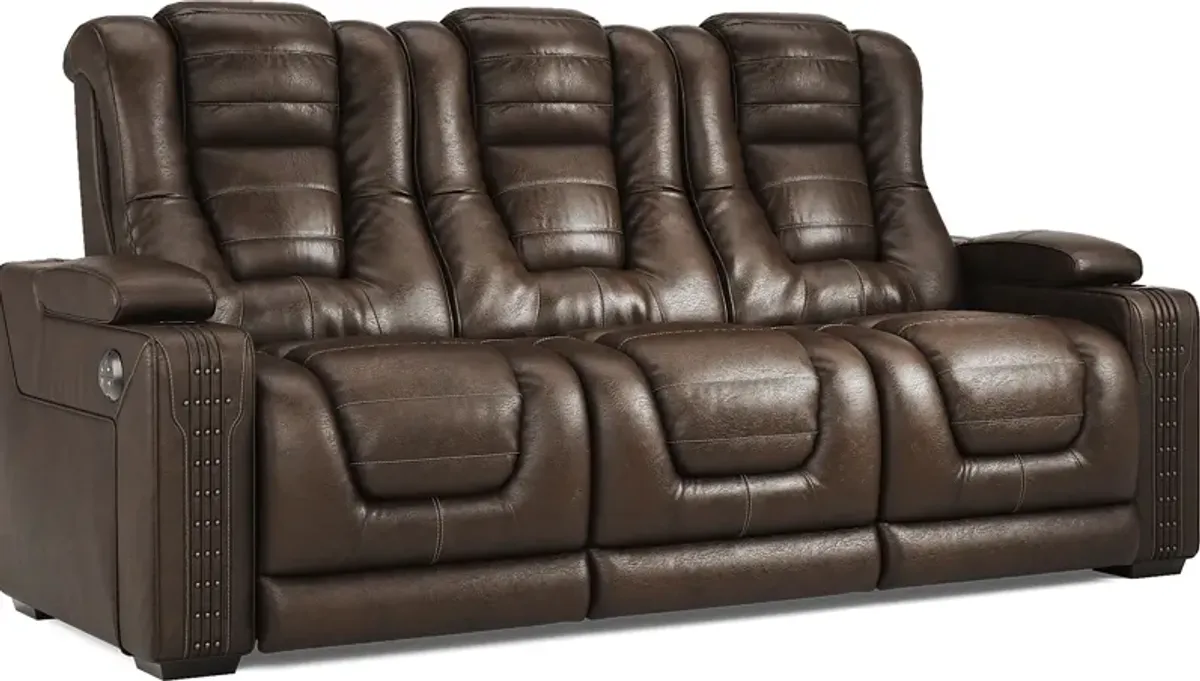 Renegade Brown Leather 5 Pc Dual Power Reclining Living Room