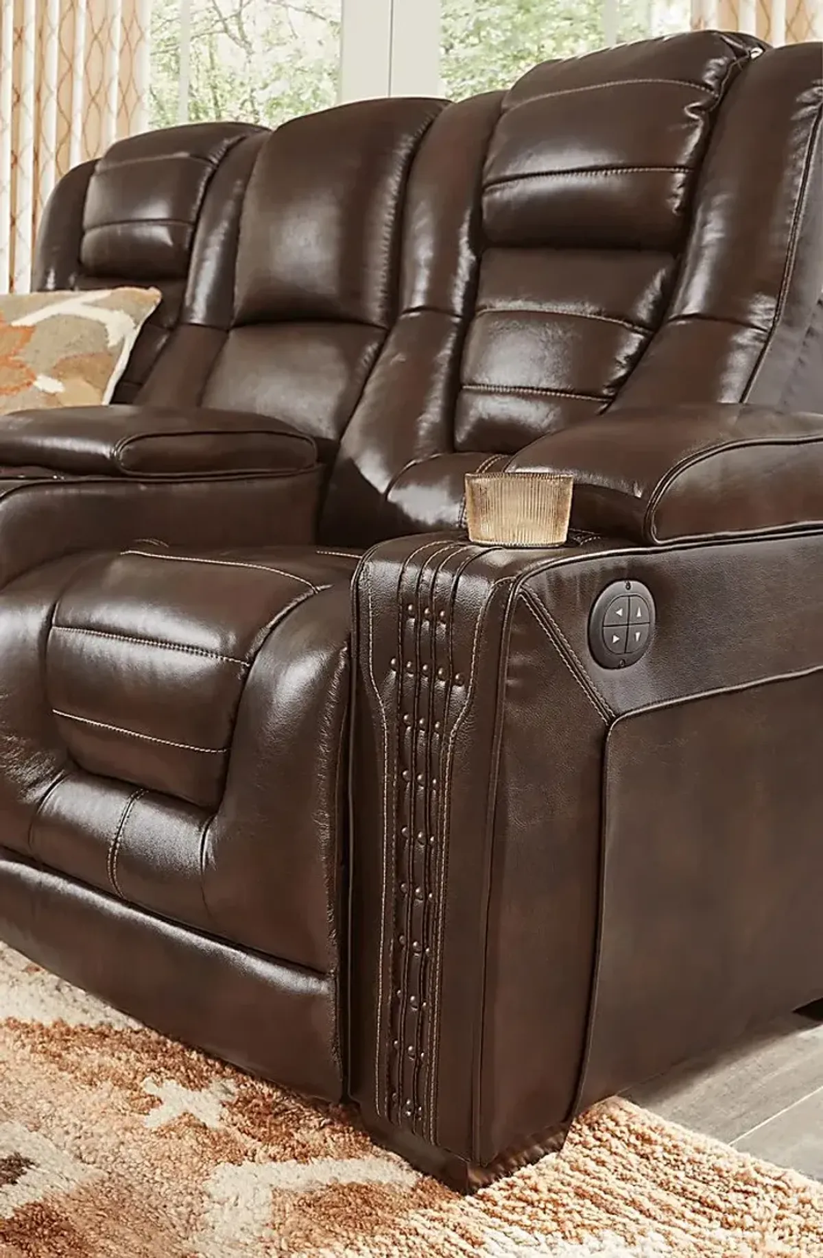 Renegade Brown Leather 5 Pc Dual Power Reclining Living Room