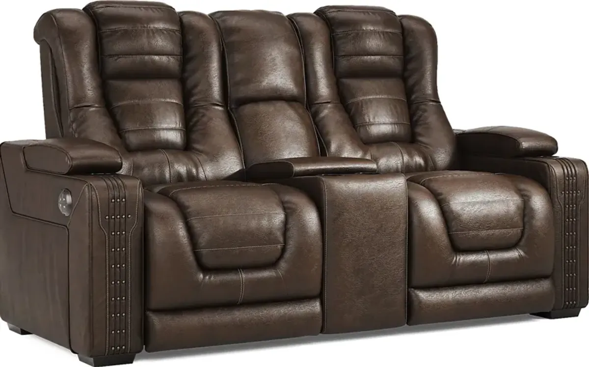 Renegade Brown Leather 5 Pc Dual Power Reclining Living Room