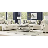 Charlton Street Off-White 7 Pc Living Room with Gel Foam Sleeper Sofa