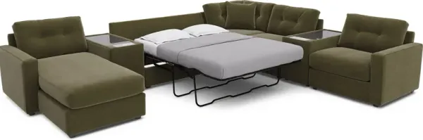 Moss 7 Pc ModularOne Gel Foam Sleeper with Media Consoles