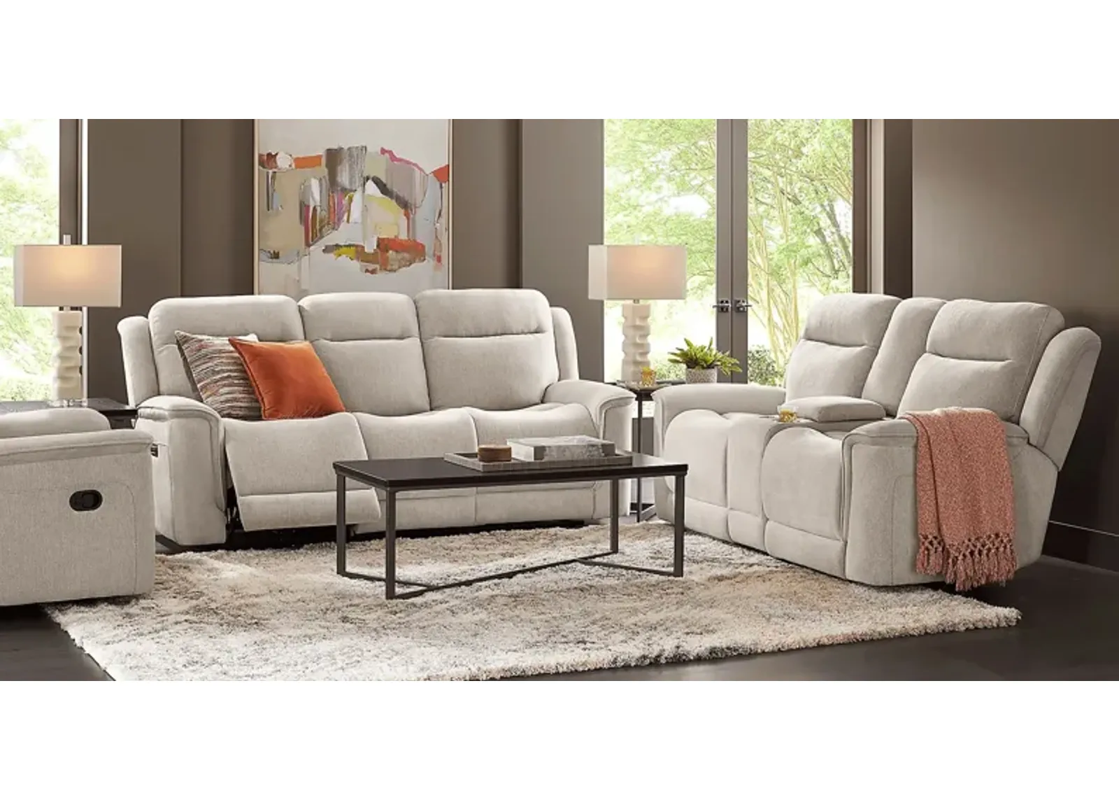 Kamden Place Cement 7 Pc Dual Power Reclining Living Room