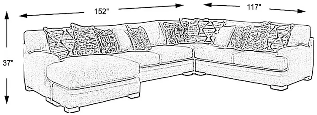 Bedford Park Ivory 3 Pc Sectional with Chaise