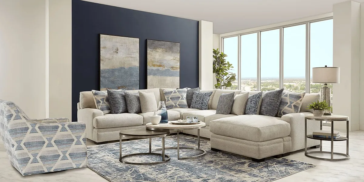 Bedford Park Ivory 3 Pc Sectional with Chaise