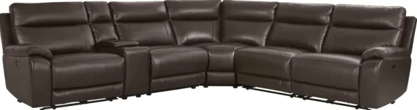 Delaney Point Brown Leather 6 Pc Power Reclining Sectional