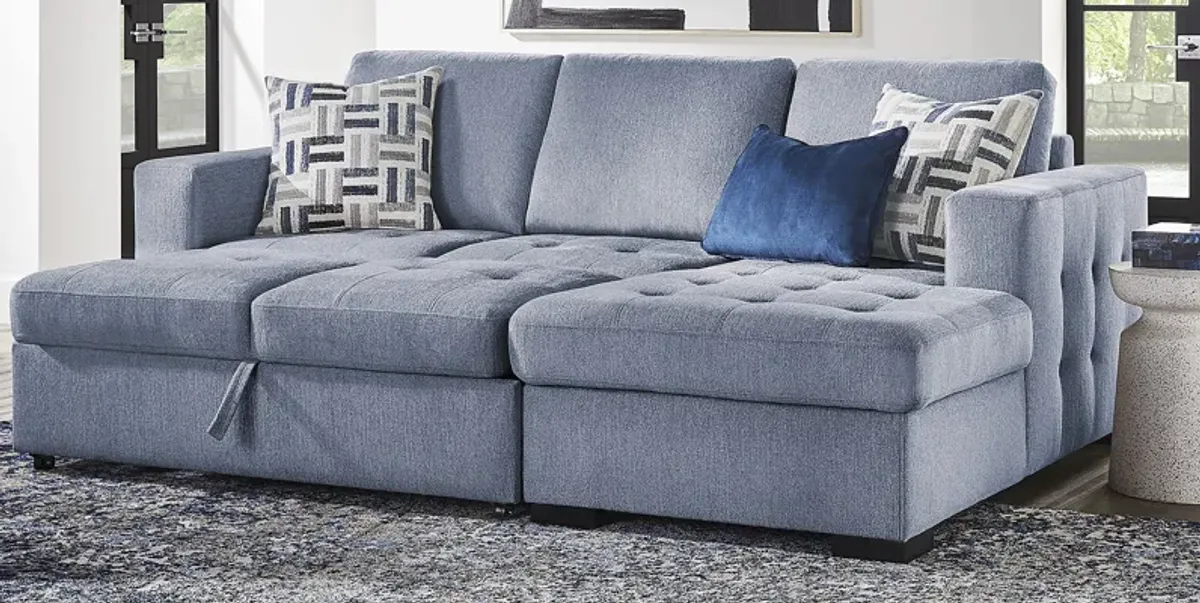 Geneva Blue 5 Pc Sleeper Sectional Living Room