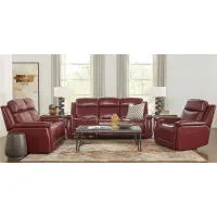 Orsini Red Leather 6 Pc Living Room with Dual Power Reclining Sofa