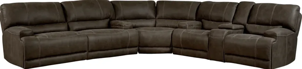 Warrendale Chocolate 6 Pc Power Reclining Sectional Living Room