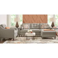 Hanover Gray Textured 5 Pc Sectional Living Room