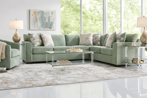 Delcrest Green 5 Pc Sleeper Sectional Living Room