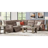 Leighton Brown 8 Pc Dual Power Reclining Sectional Living Room