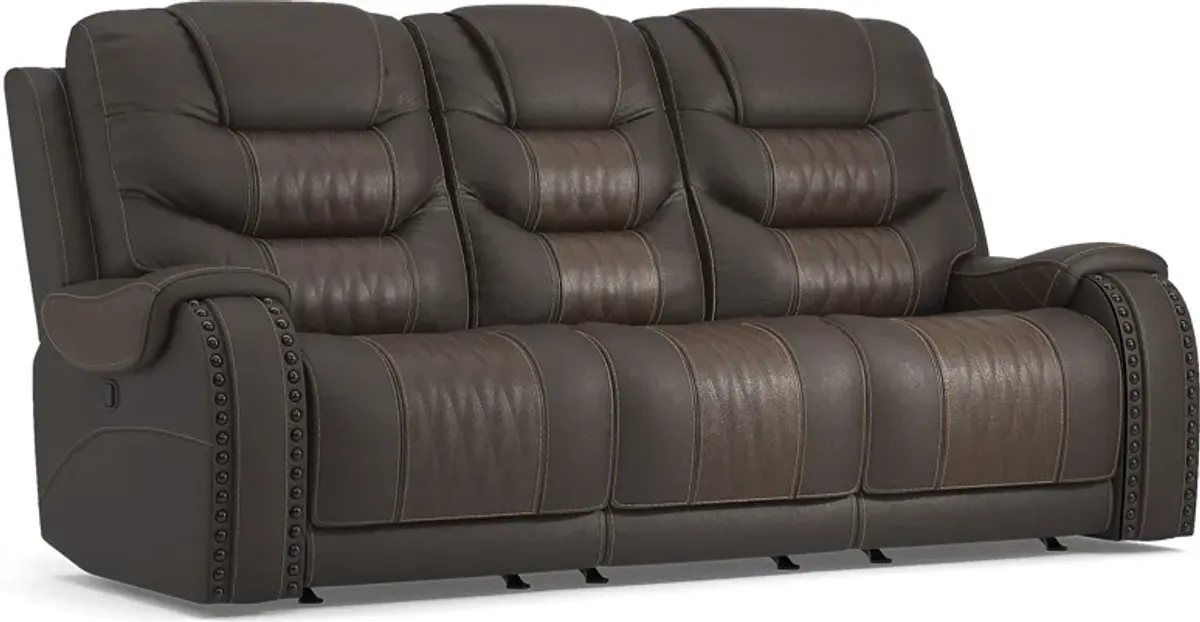 Headliner Brown Leather 3 Pc Living Room with Reclining Sofa