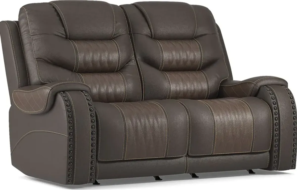 Headliner Brown Leather 3 Pc Living Room with Reclining Sofa