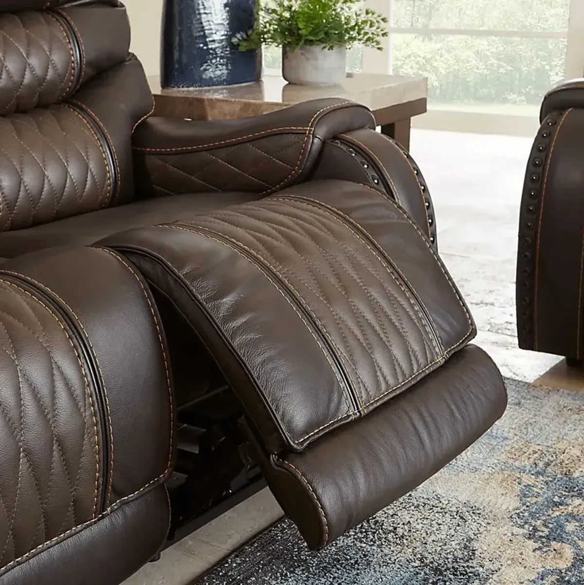 Headliner Brown Leather 3 Pc Living Room with Reclining Sofa