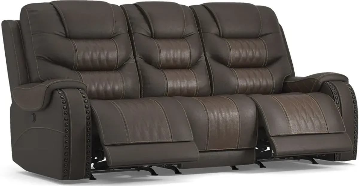 Headliner Brown Leather 3 Pc Living Room with Reclining Sofa