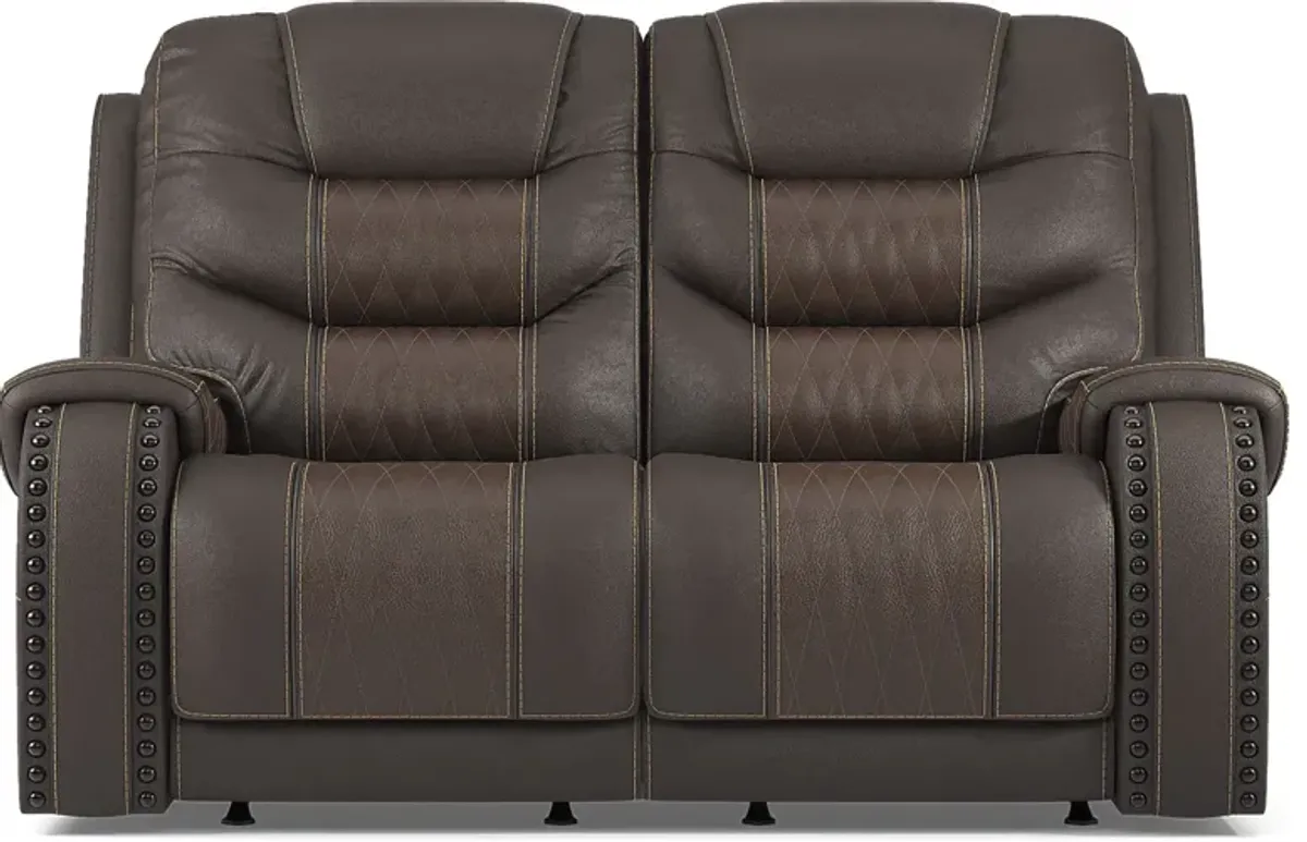 Headliner Brown Leather 3 Pc Living Room with Reclining Sofa