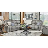 Headliner Gray Leather 3 Pc Living Room with Reclining Sofa