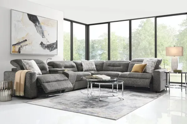 Belia Gray 9 Pc Dual Power Reclining Sectional Living Room