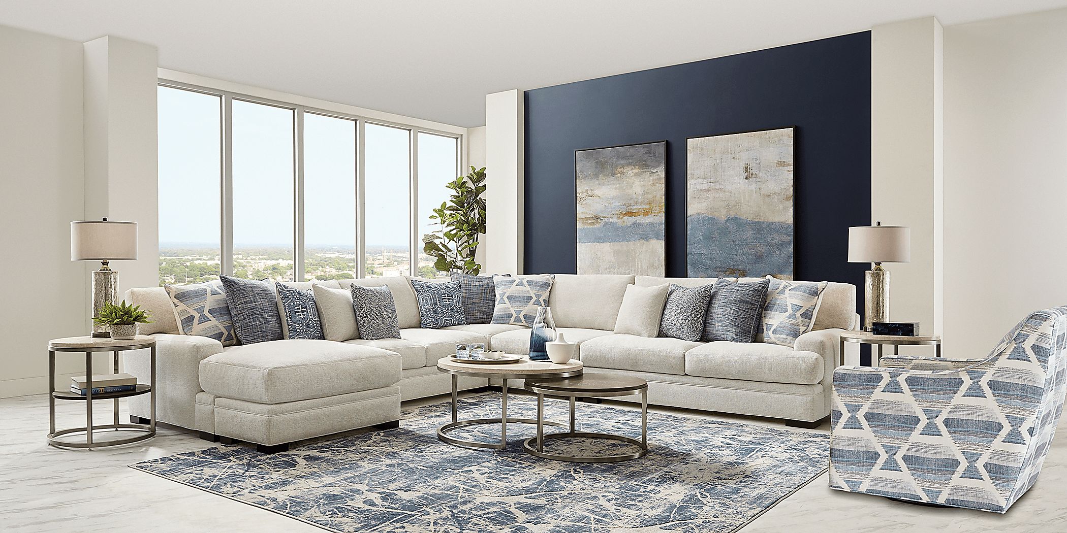 Bedford Park Ivory 4 Pc Sectional with Chaise