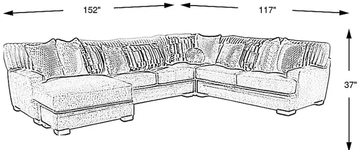 Hudson Street Beige 3 Pc Sectional