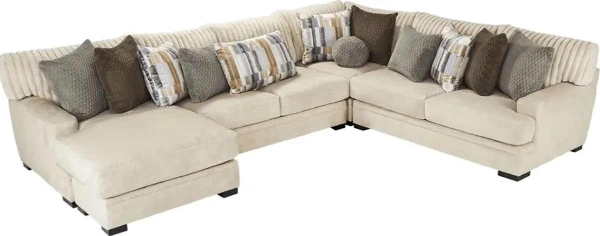 Hudson Street Beige 3 Pc Sectional