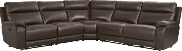 Delaney Point Brown Leather 5 Pc Reclining Sectional
