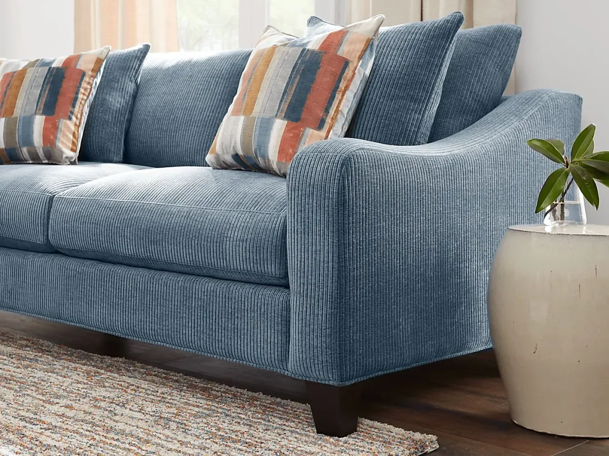 Cambria Blue 7 Pc Living Room with Sleeper Sofa