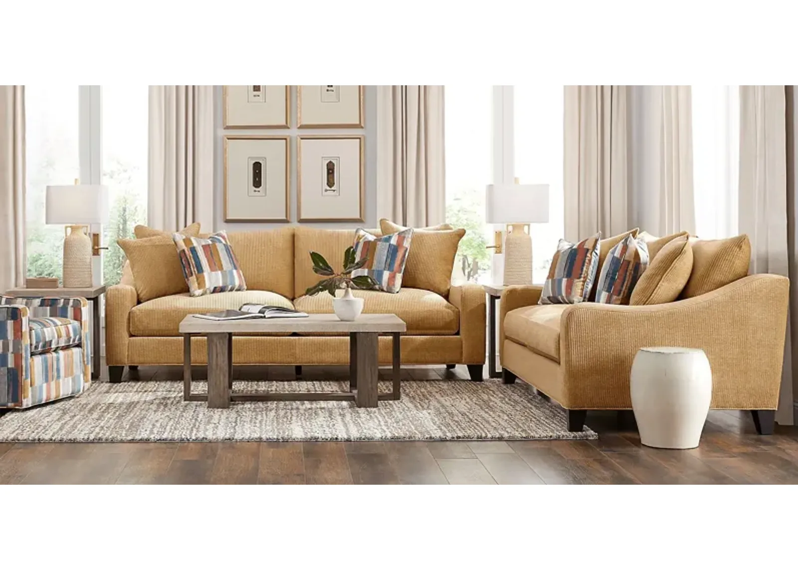 Cambria Gold 7 Pc Living Room with Sleeper Sofa