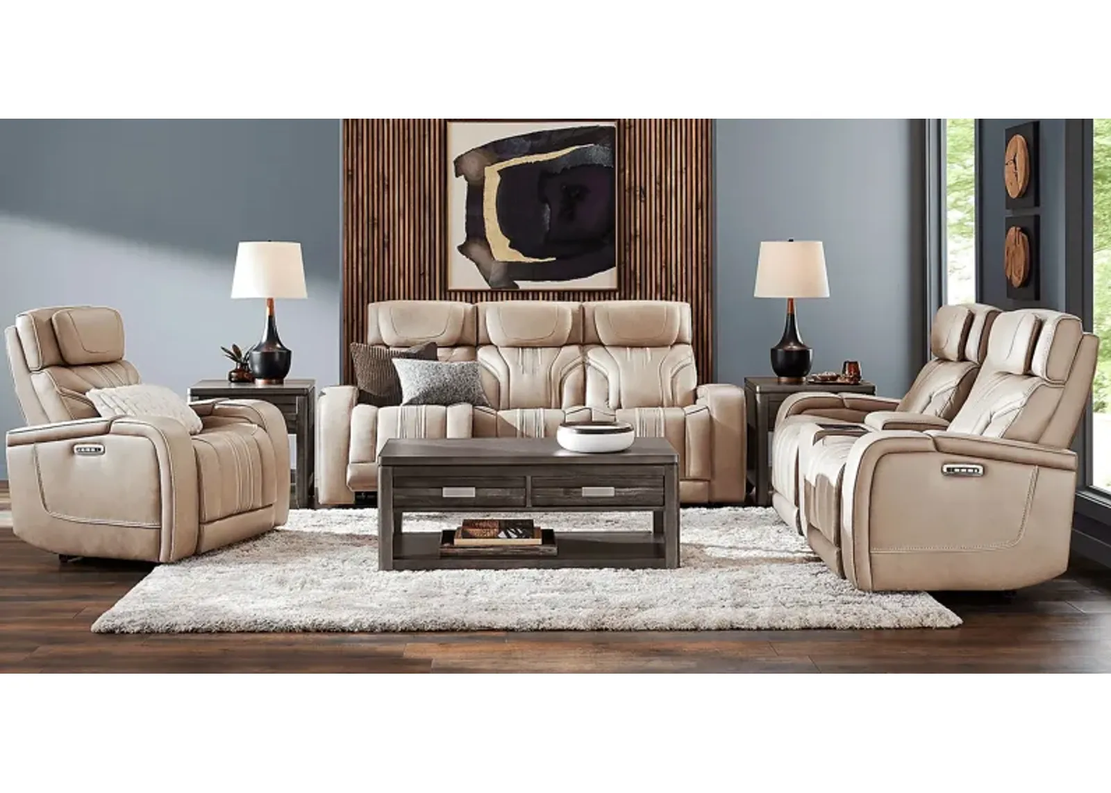 Southlake Sand 5 Pc Triple Power Reclining Living Room