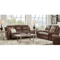 Lanzo Merlot Leather 5 Pc Living Room with Reclining Sofa