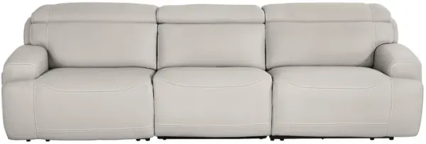 Alessio Light Gray Leather Dual Power Reclining Sofa