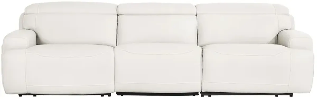 Alessio White Leather Dual Power Reclining Sofa