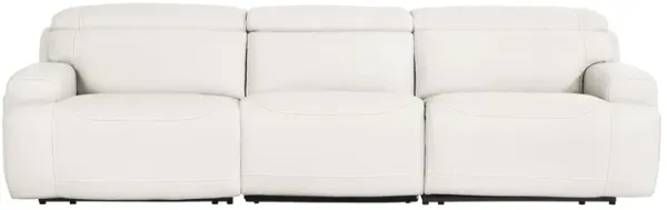 Alessio White Leather Dual Power Reclining Sofa