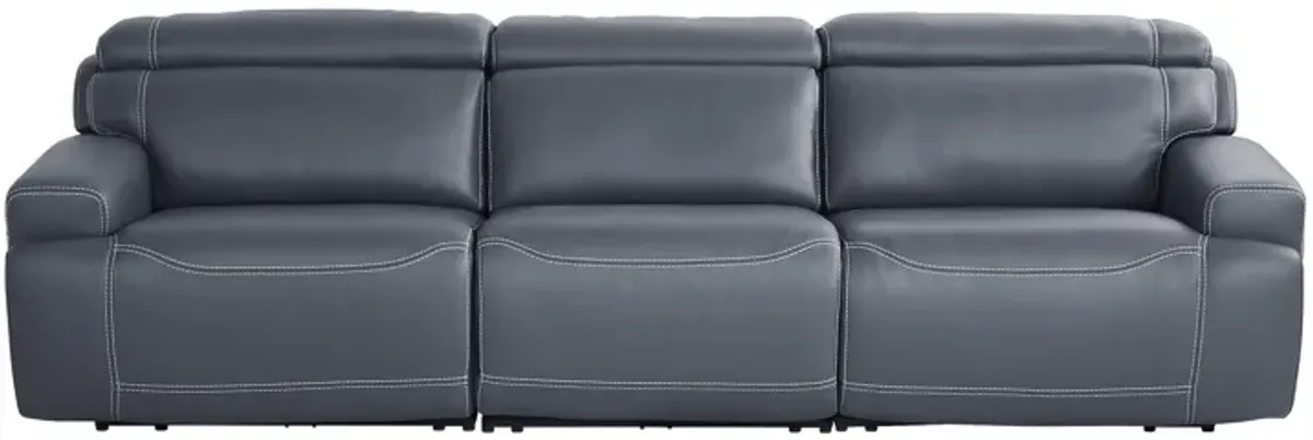 Alessio Navy Leather Dual Power Reclining Sofa