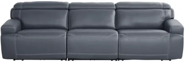 Alessio Navy Leather Dual Power Reclining Sofa
