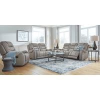 Headliner Gray Leather 7 Pc Living Room with Reclining Sofa