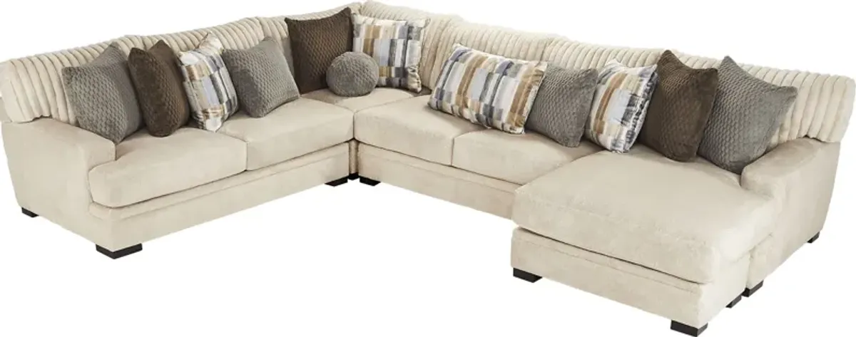 Hudson Street Beige 3 Pc Sectional