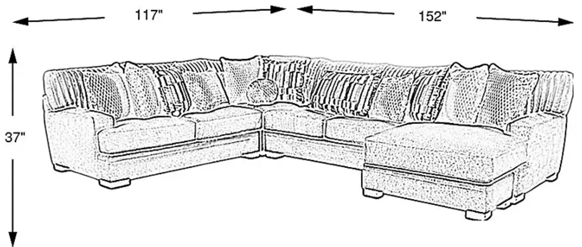 Hudson Street Beige 3 Pc Sectional