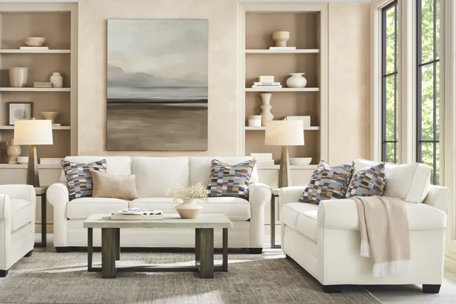 Bellingham Ivory 8 Pc Living Room with Sleeper Sofa