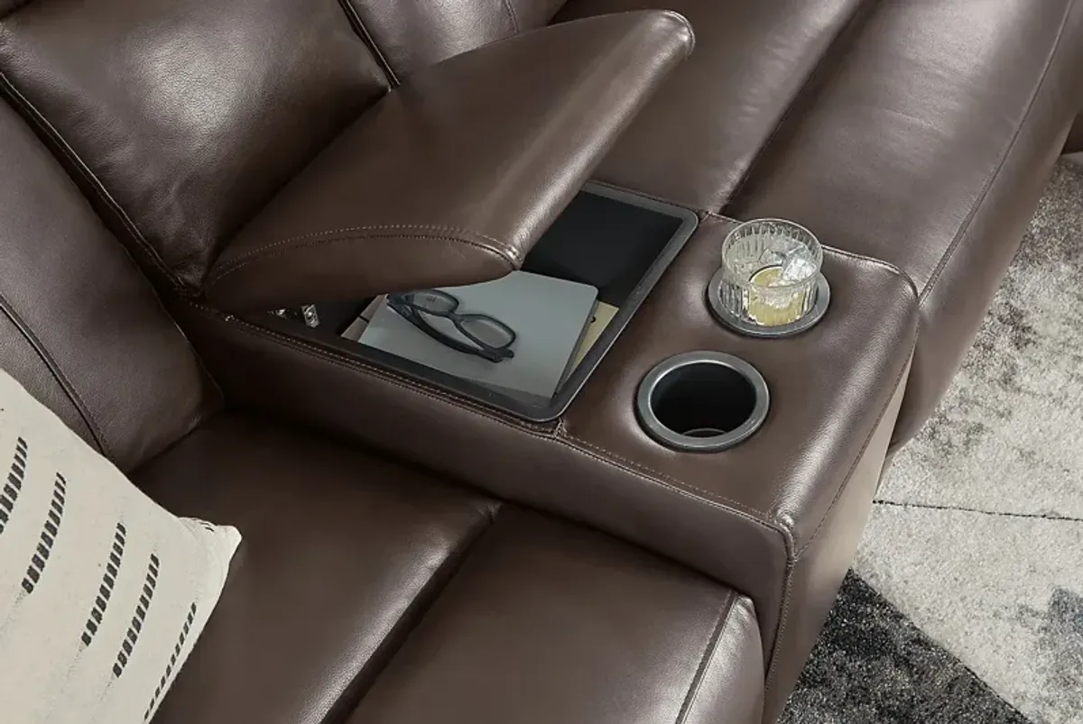 Delaney Point Brown Leather 6 Pc Reclining Sectional