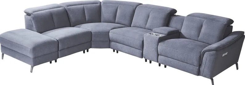 Turano Denim 6 Pc Dual Power Reclining Sectional